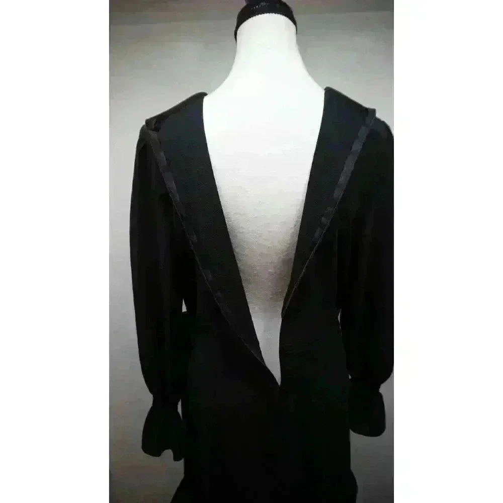 WEEPINLEE Long Sleeve Round Neck Ruffles Wrap Dresses, Size M - Picture 10 of 16